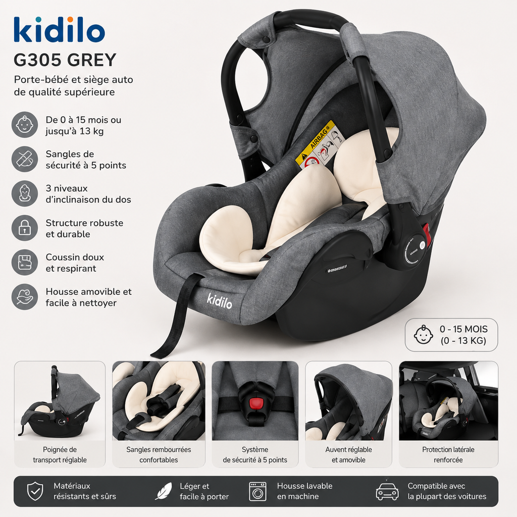 Siège Auto Bébé Kidilo G308 🚗👶