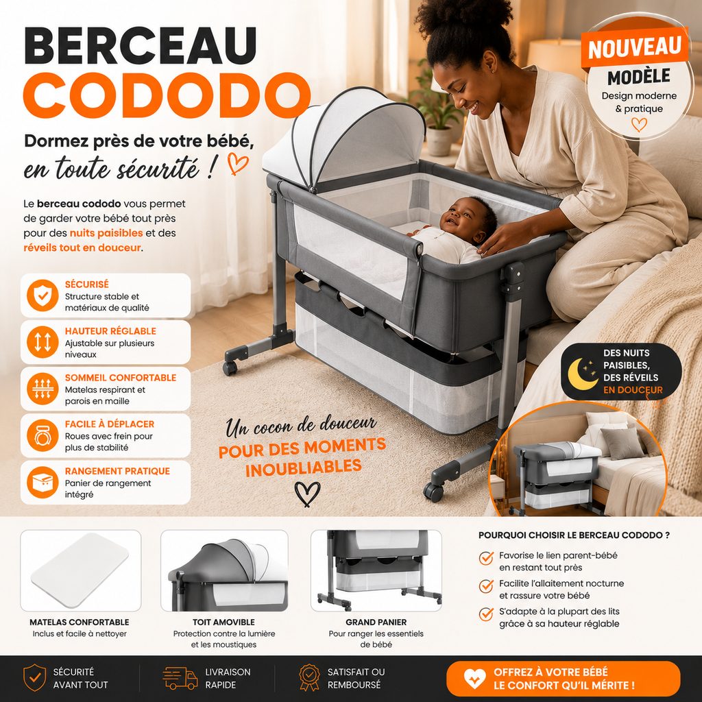 Berceau Bébé Multifonction Premium avec Moustiquaire