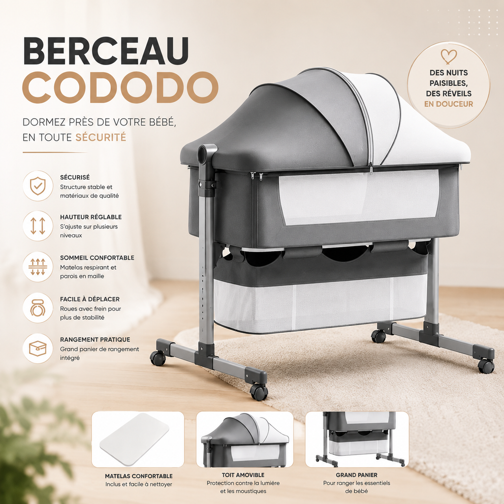 Berceau Bébé Multifonction Premium avec Moustiquaire