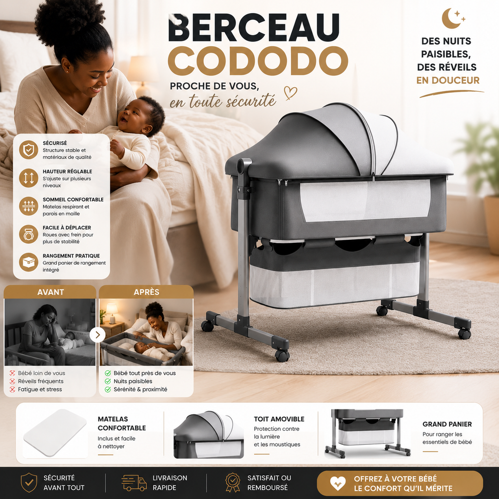 Berceau Bébé Multifonction Premium avec Moustiquaire