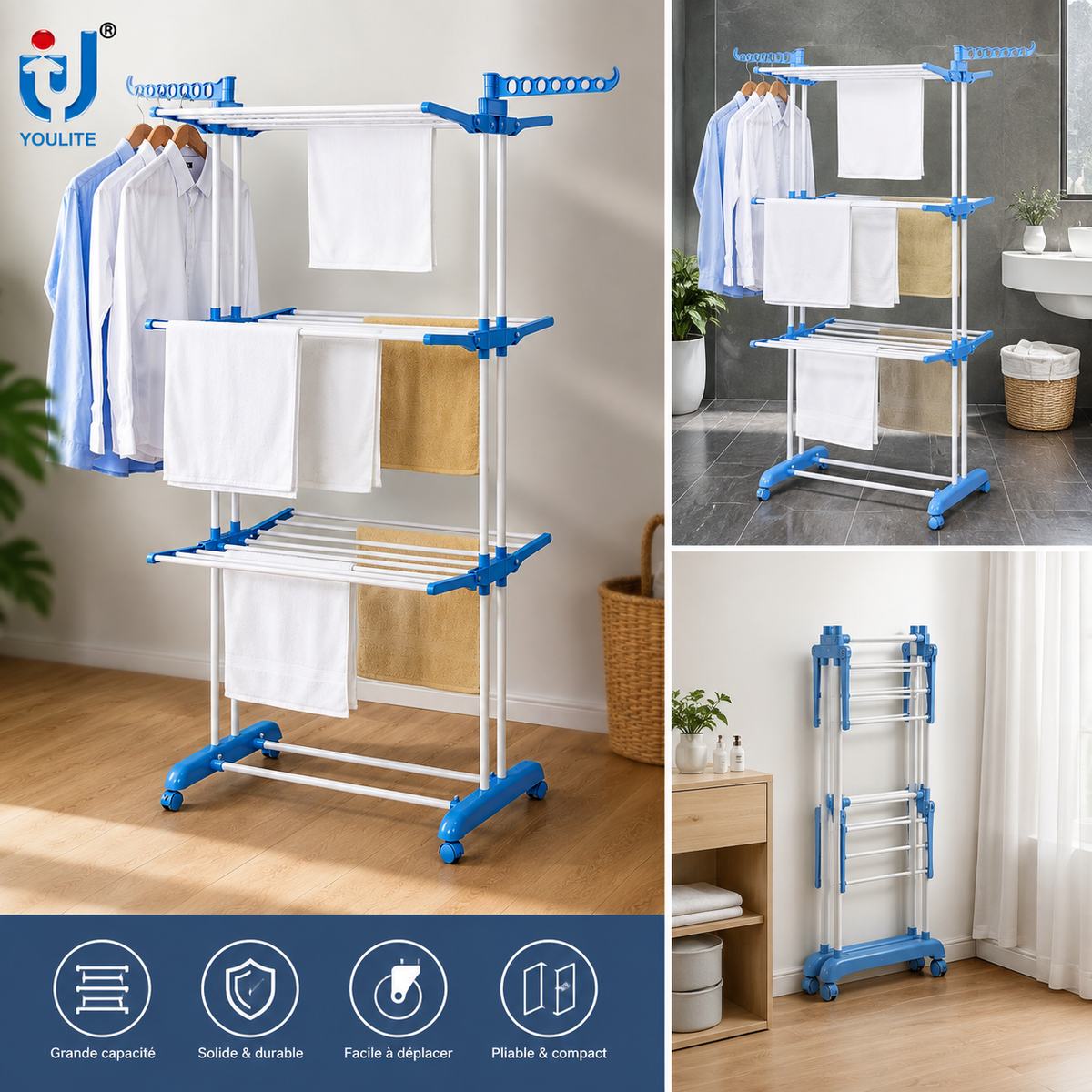 Étendoir à Linge Multifonction Grande Capacité 👕