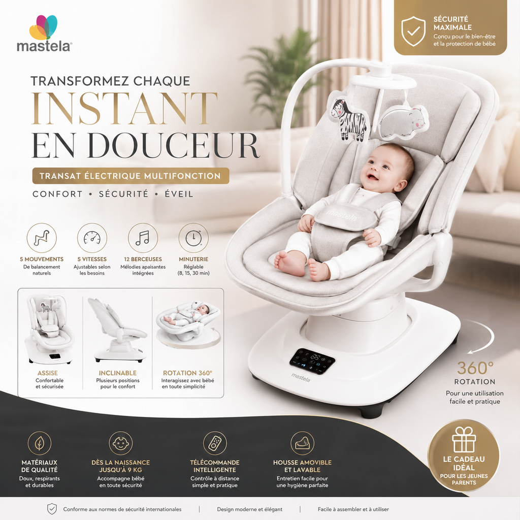 👶 Transat Électrique Multifonction Mastela
