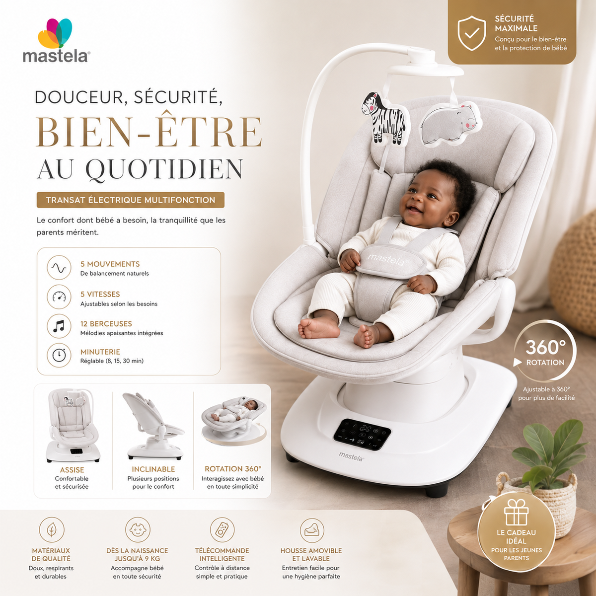 👶 Transat Électrique Multifonction Mastela
